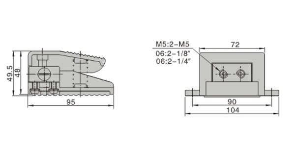 Dimensions AirTAC แมคคานิควาล์ว Mechanical Valve แบบเท้าเหยียบ 3FM 3F Series