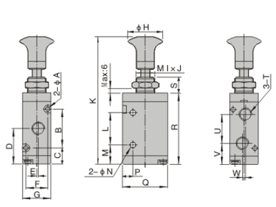 Dimensions AirTAC Mechanical Valve 3L series