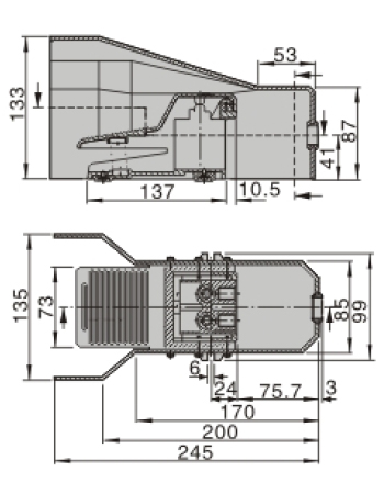 Dimensions AirTAC แมคคานิควาล์ว Mechanical Valve แบบวาล์วเท้าเหยียบ 4FM 4F Series