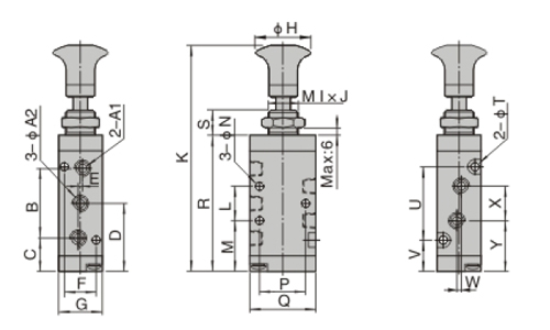 Dimensions AirTAC Mechanical Valve 4L Series