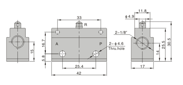 Dimensions AirTAC Mechanical Valve CM3 Series