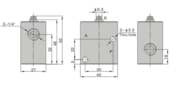 Dimensions AirTAC Mechanical Valve CM3 Series