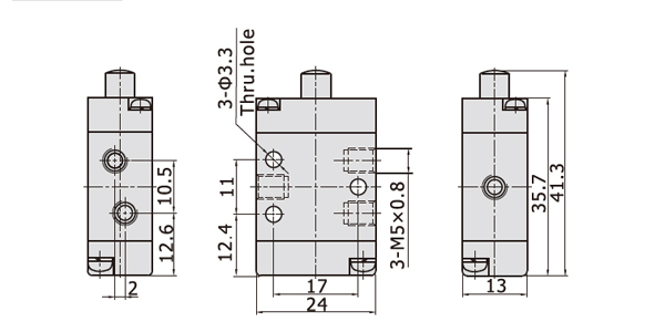 Dimensions AirTAC Mechanical Valve M3 series