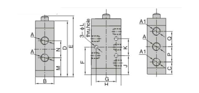 Dimensions AirTAC Mechanical Valve M5 Series