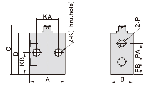 Dimensions AirTAC Mechanical Valve S3 series