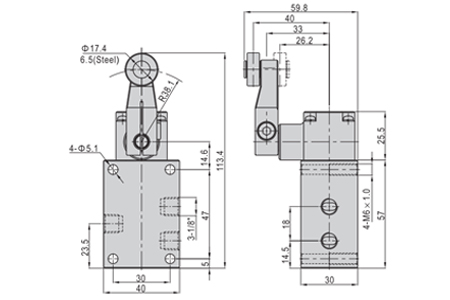 Dimensions AirTAC Mechanical Valve ZM3 Series