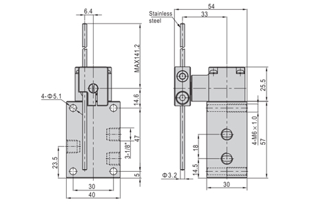 Dimensions AirTAC Mechanical Valve ZM3 Series