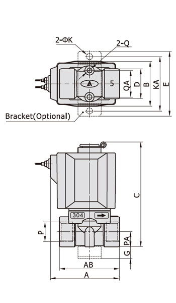 Dimensions AirTAC Solenoid Valve 2KL Series