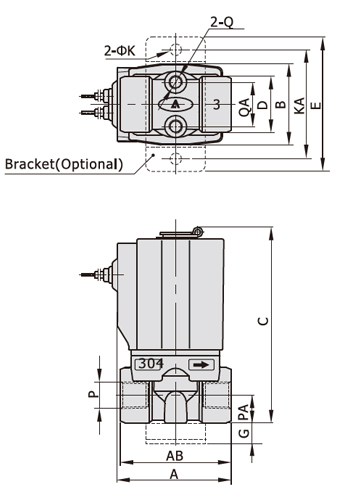 Dimensions AirTAC Solenoid Valve 2KS Series