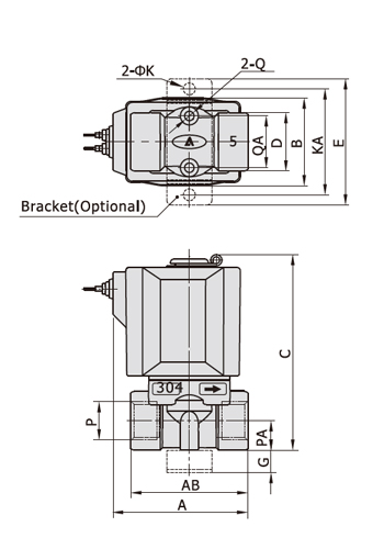 Dimensions AirTAC Solenoid Valve 2KS Series