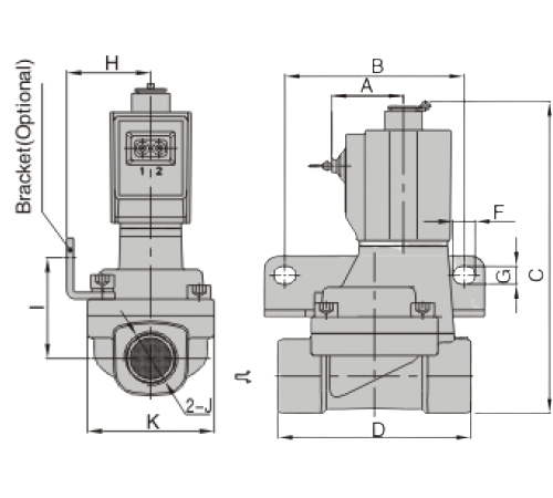 Dimensions AirTAC Solenoid Valve 2KW Series