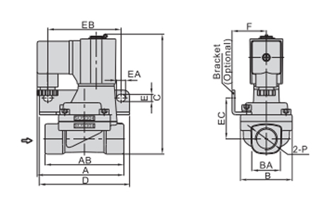 Dimensions AirTAC Solenoid Valve 2L Series