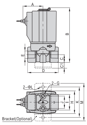 Dimensions AirTAC Solenoid Valve 2W Series