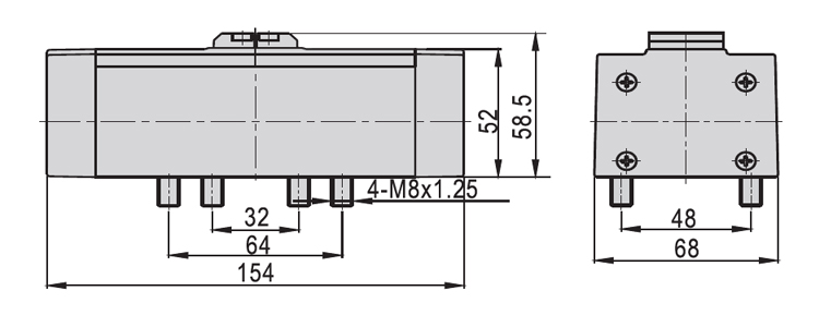 Dimensions AirTAC วาล์วควบคุมทิศทางการไหลด้วยลม EAV ISO Standard Series