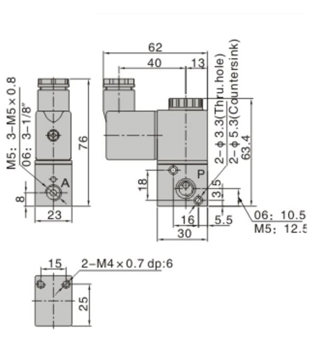 Dimensions AirTAC Solenoid Valve 3V1 Series