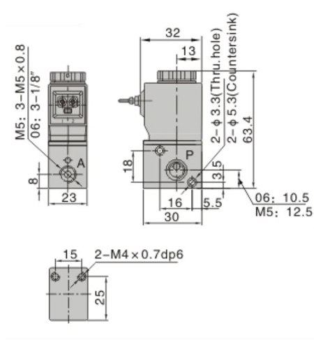 Dimensions AirTAC Solenoid Valve 3V1 Series