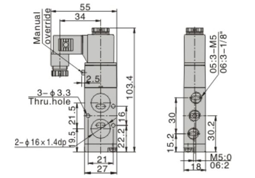 Dimensions AirTAC Solenoid Valve 4M Series