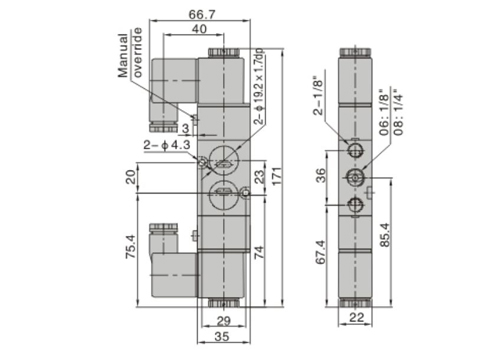 Dimensions AirTAC Solenoid Valve 4M Series