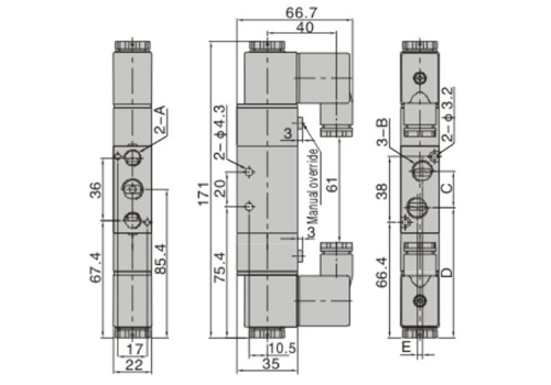 Dimensions AirTAC Solenoid Valve 4V series