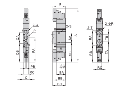 Dimensions AirTAC Solenoid valve วาล์วควบคุมทิศทางหรือโซลินอยด์วาล์ว 7V Series