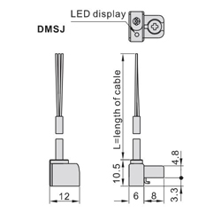 Dimensions สวิทซ์เซ็นเซอร์ตรวจกับแม่เหล็ก รุ่น CMSJ