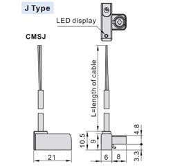 Dimensions สวิทซ์เซ็นเซอร์ตรวจกับแม่เหล็ก รุ่น CMSJ