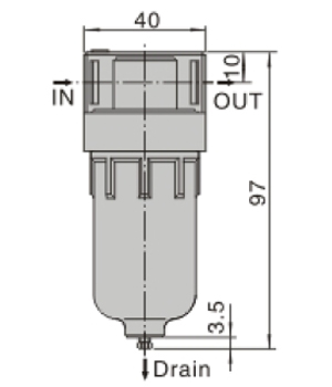 Dimensions AirTAC - F ตัวกรองลมดักน้ำ รุ่น AF, BF Series