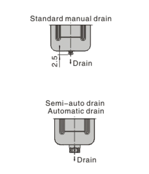 Dimensions AirTAC F ตัวกรองลมดักน้ำ รุ่น AF, BF Series