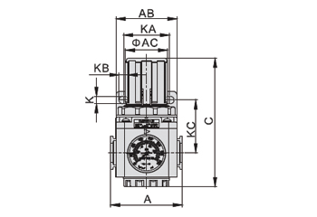 Dimensions AirTAC ตัวปรับแรงลม รุ่น GAR Series