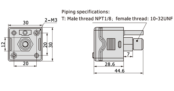 Dimensions AirTAC สวิทช์ความดัน, เพรสเชอร์สวิทซ์ (Pressure Switch) รุ่น DPS series