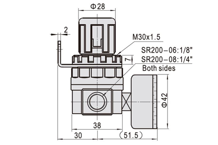 Dimensions AirTAC ตัวปรับแรงลม รุ่น SR Series