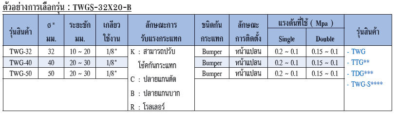 AirTAC แอร์แทค Specification TWG Spec