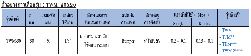 AirTAC แอร์แทค Specification TWM Spec