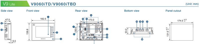 Fuji Electric HMI V9 lite Dimension 3