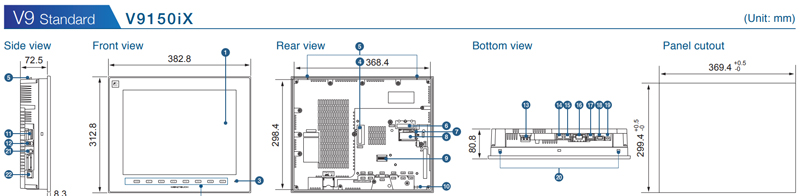 Fuji Electric HMI V9 standard Dimension 1