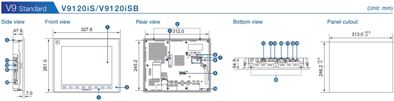 Fuji Electric HMI V9 standard Dimension 2