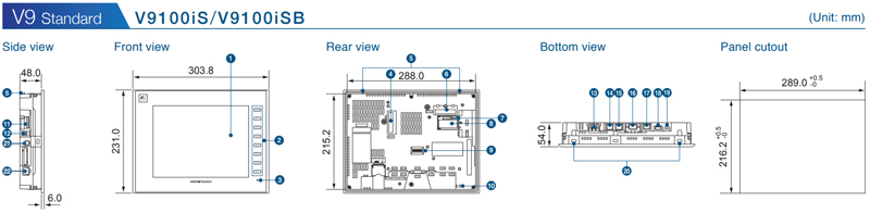 Fuji Electric HMI V9 standard Dimension 3