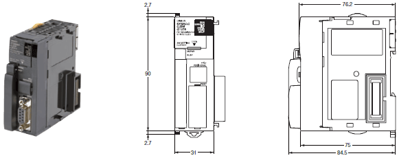 CJ2M-CPU3[] / CPU1[] / MD21[] Dimensions 2 