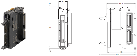 CJ2M-CPU3[] / CPU1[] / MD21[] Dimensions 3 