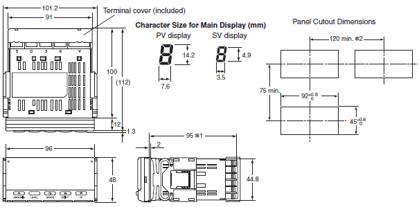 K3HB-C Dimensions 1 