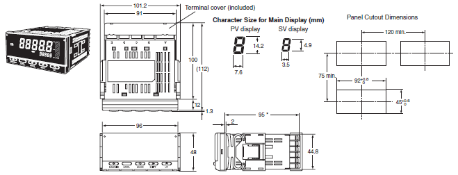 K3HB-R Dimensions 1 