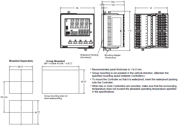 E5AC-800 Dimensions 2