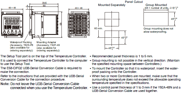 E5CC-T Dimensions 2