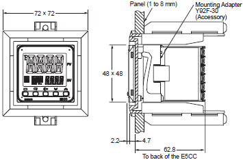 E5CC, E5CC-B, E5CC-U Dimensions 26