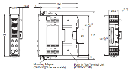 E5DC / E5DC-B Dimensions 3 