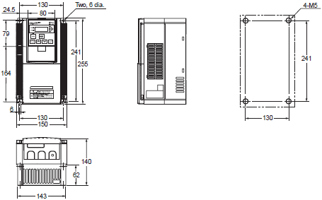 3G3RX-V1 Dimensions 2 