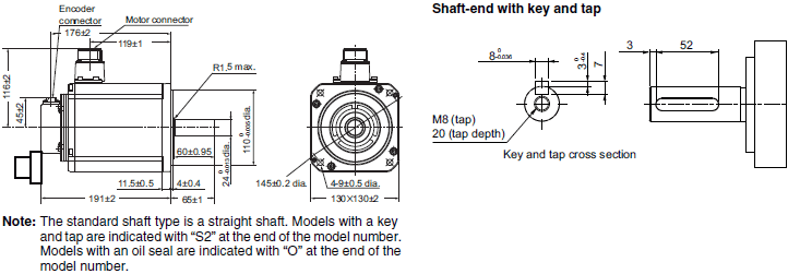 R88M-1[] / R88D-1SN[]-ECT Dimensions 42 