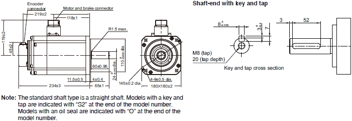 R88M-1[] / R88D-1SN[]-ECT Dimensions 43 