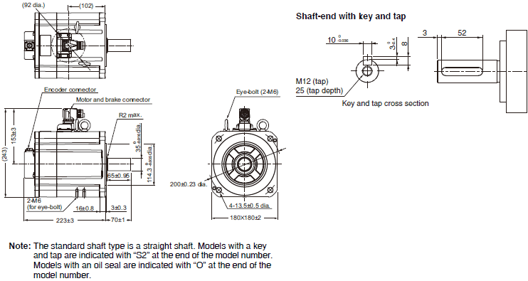 R88M-1[] / R88D-1SN[]-ECT Dimensions 55 