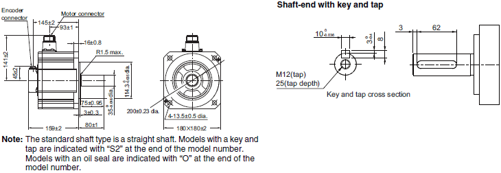 R88M-1[] / R88D-1SN[]-ECT Dimensions 70 